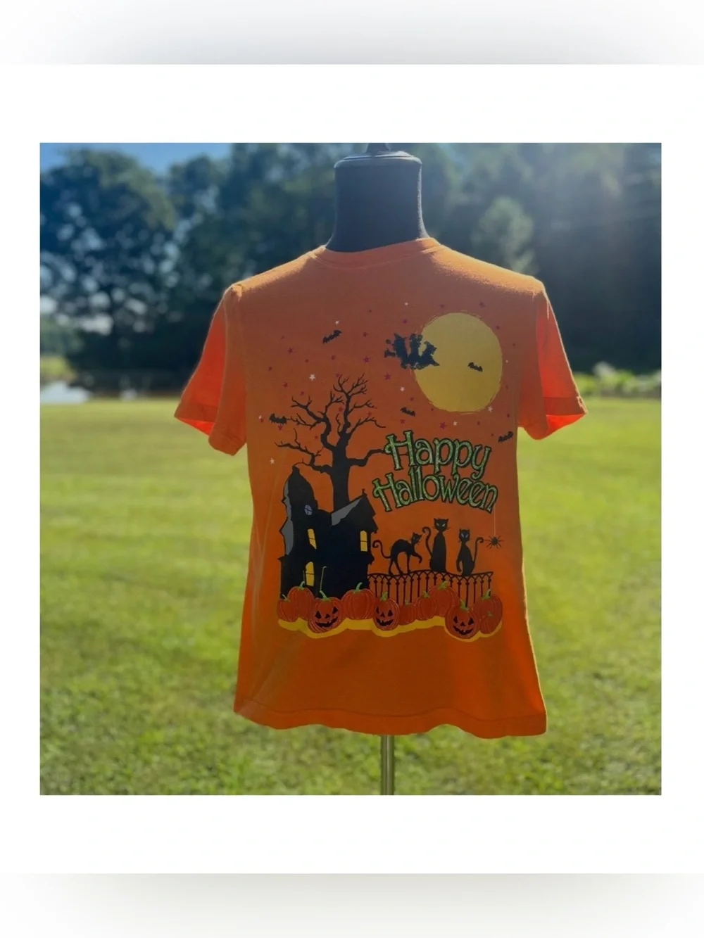 Happy Halloween Orange T-Shirt Size Youth Large